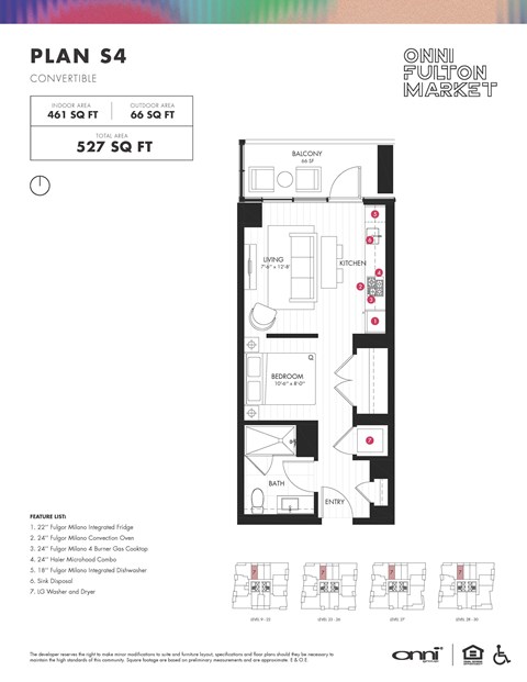 Floor plan for studio, 1 bath, 461 sqft
